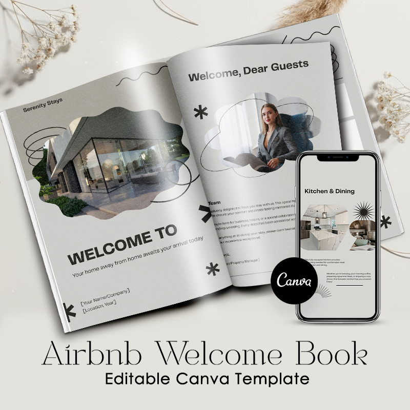 Airbnb Welcome Book Canva Template Editable Host Binder Printable House Manual Guide Vacation Rental Guest Packet