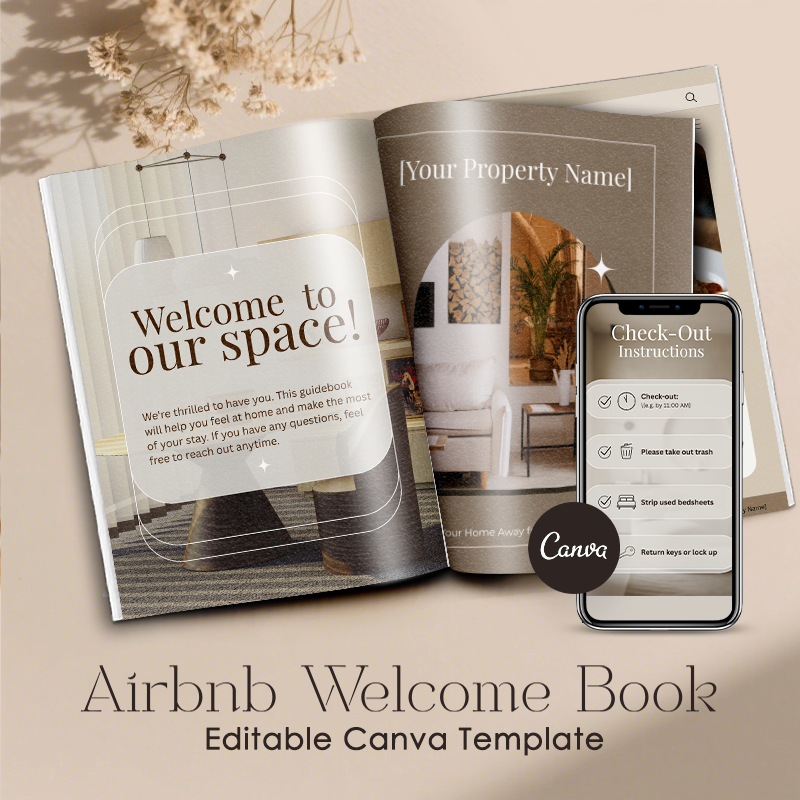 Airbnb Welcome Book Canva Template Editable Host Binder Printable House Manual Guide Vacation Rental Guest Packet