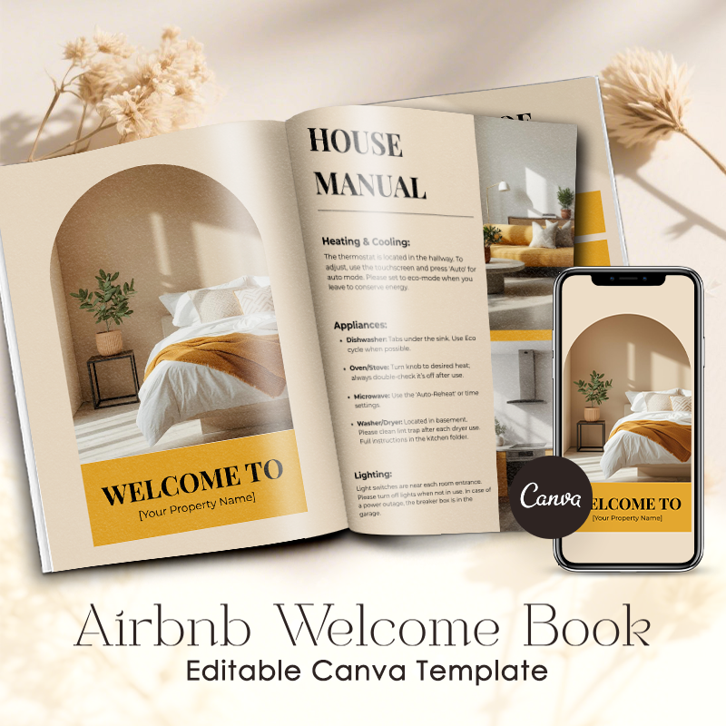 Airbnb Welcome Book Canva Template Editable Host Binder Printable House 