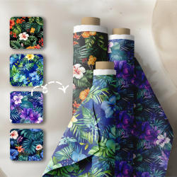 4 Tropical Flowers Seamless...