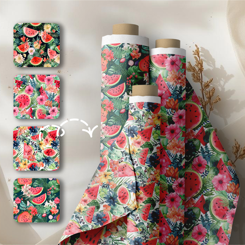 4 Watermelon Seamless Patterns Watercolor (JPG)