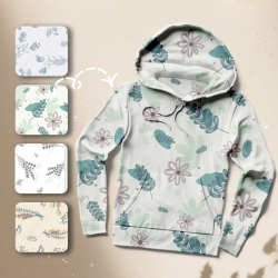 4 Minimalistic Seamless Neutral Floral Patterns (JPG)