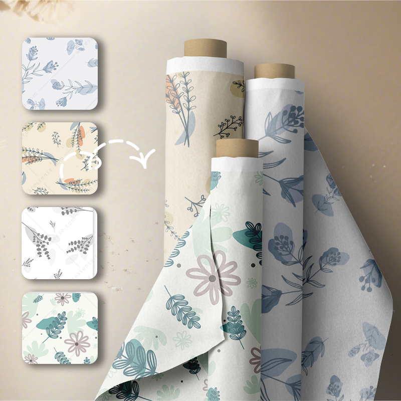 4 Minimalistic Seamless Neutral Floral Patterns (JPG)