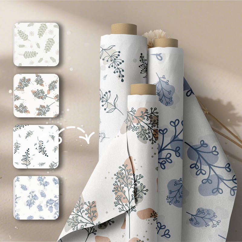 4 Minimalistic Seamless Neutral Floral Patterns (JPG)