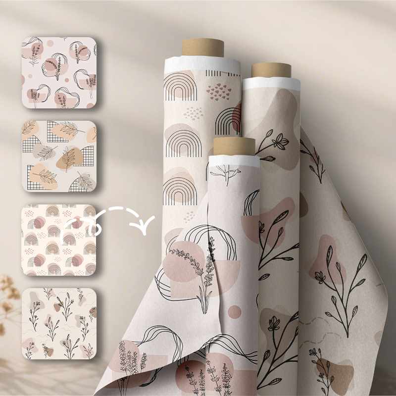4 Minimalistic Seamless Neutral Floral Patterns (JPG)