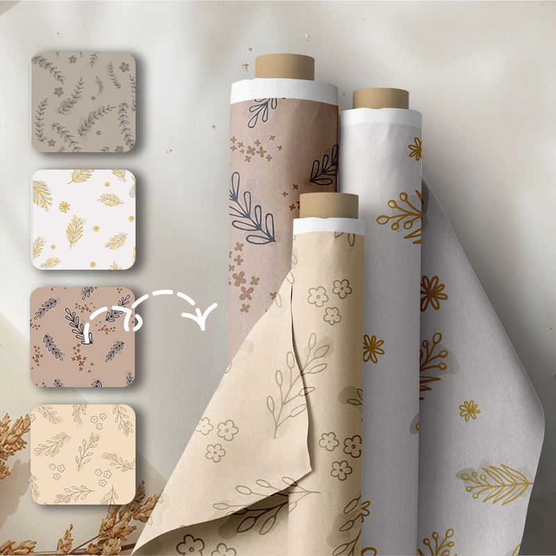 4 Minimalistic Seamless Neutral Floral Patterns (JPG)