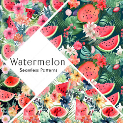 Watermelon Seamless Patterns Watercolor