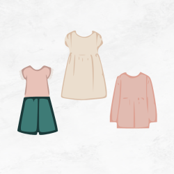 Adorable Baby Girl Dress Set: Minimal, Pastel Colors & Cute Vector Illustrations