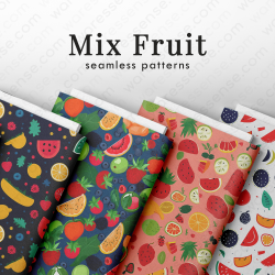 Vibrant Mix Fruit Seamless Patterns Collection – Tropical & Juicy Designs