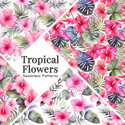 Watercolor Tropical Pink...