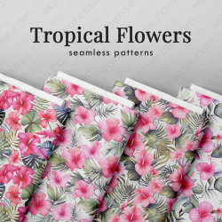 Watercolor Tropical Pink Seamless Pattern