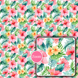 Tropical & Hawaiian Floral Seamless Patterns Collection