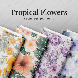 Tropical Floral Seamless Patterns Collection