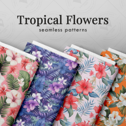 Tropical Floral Seamless Patterns Collection