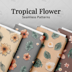 Tropical Floral Seamless Patterns Collection