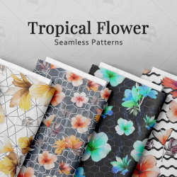 Tropical Flowers Seamless Pattern Set – Vibrant Geometric Designs