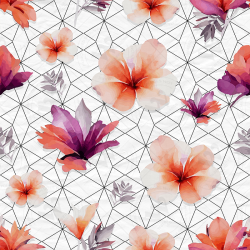 Tropical Flowers Seamless Pattern Set – Vibrant Geometric Designs