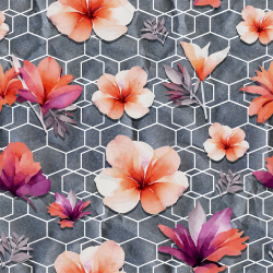 Tropical Flowers Seamless Pattern Set – Vibrant Geometric Designs