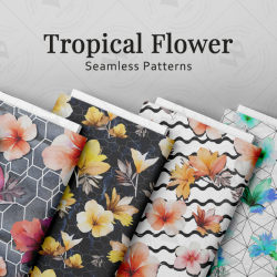 Tropical Flowers Seamless Pattern Set – Vibrant Geometric Designs