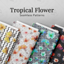 Tropical Flowers Seamless Pattern Set – Vibrant Geometric Designs