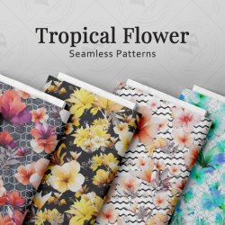 Tropical Flowers Seamless Pattern Set – Vibrant Geometric Designs