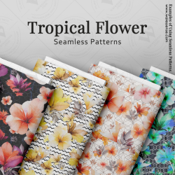 Tropical Flowers Seamless Pattern Set – Vibrant Geometric Designs